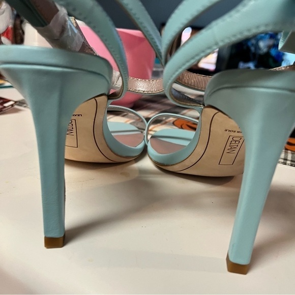 Deltan Miranda Leather Ankle Bow Dress Sandals Blue Mint Green Size 9 NWOT - Picture 6 of 6